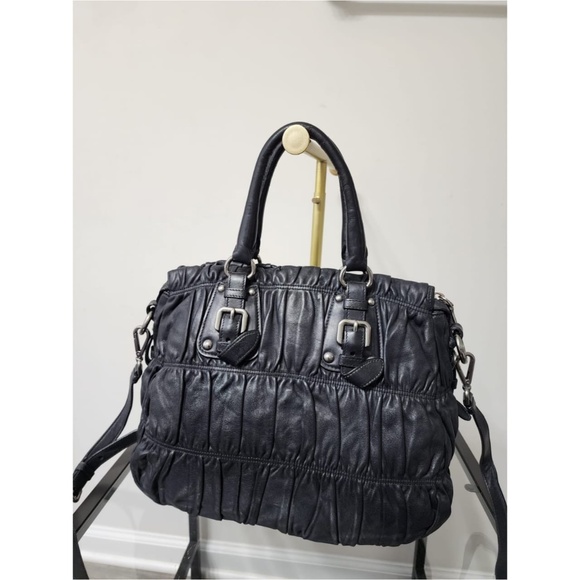 Authentic PRADA Nappa Leather Gaufre Tote Bag Black - Picture 4 of 15